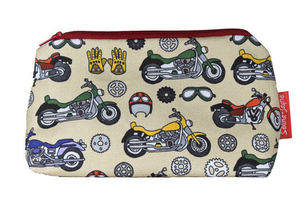 Vintage Bikes cosmetic bag by Selina-Jayne featuring retro classic motorcycle design with vibrant HD print on premium polyester fabric