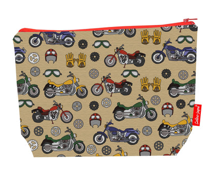 Premium motorcycle wash bag with vibrant HD vintage bike design, perfect for travel and everyday use
