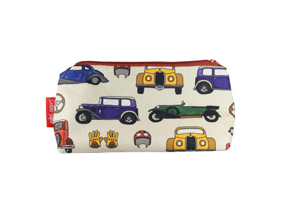 Vintage Cars cosmetic bag by Selina-Jayne featuring classic British motor designs on premium polyester with wipe-clean lining