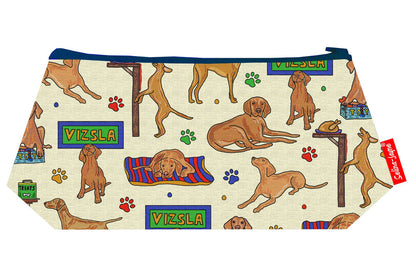 Vizsla cosmetic bag by Selina-Jayne featuring Hungarian Vizsla dog breed design on premium polyester with wipe-clean lining