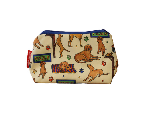 Vizsla cosmetic bag by Selina-Jayne featuring Hungarian Vizsla dog breed design on premium polyester with wipe-clean lining