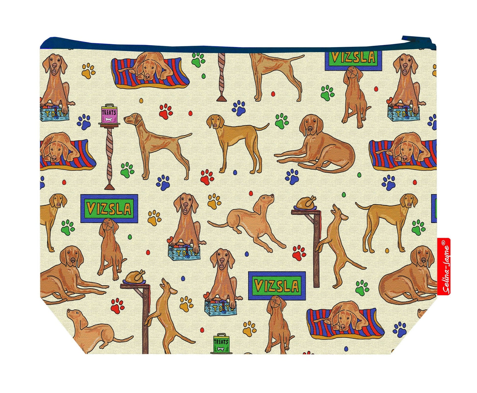 Premium dog lover wash bag with vibrant HD Vizsla design, perfect for travel and everyday use