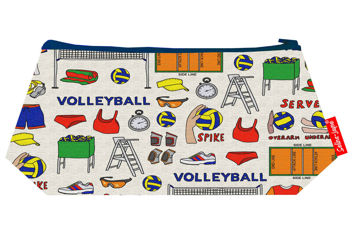Volleyball cosmetic bag by Selina-Jayne featuring sports design on premium polyester with wipe-clean lining