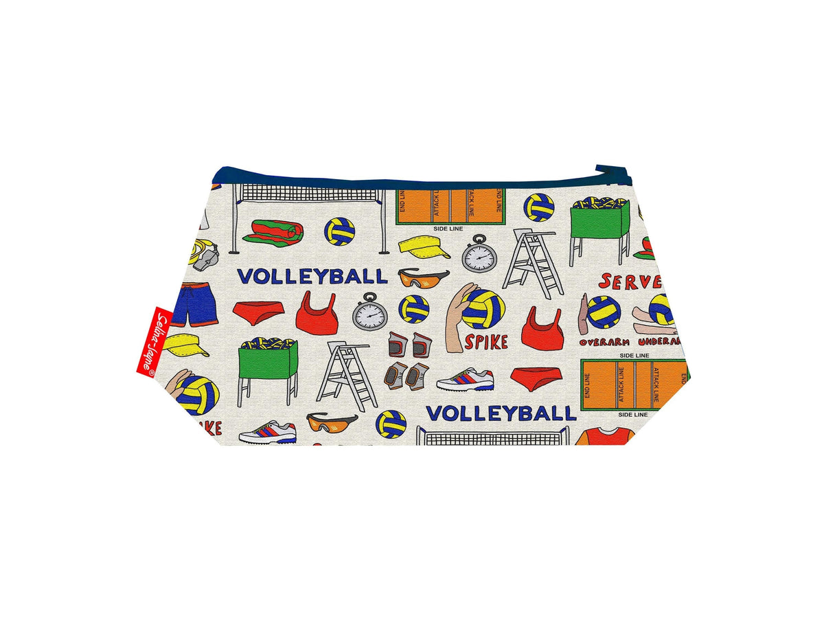 Volleyball cosmetic bag by Selina-Jayne featuring sports design on premium polyester with wipe-clean lining