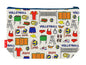 Volleyball toiletry bag with sports player print showing washable lining and colour-coordinated zip