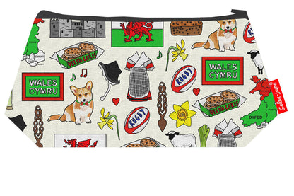 Wales cosmetic bag by Selina-Jayne featuring Welsh Cymru design on premium polyester with wipe-clean lining