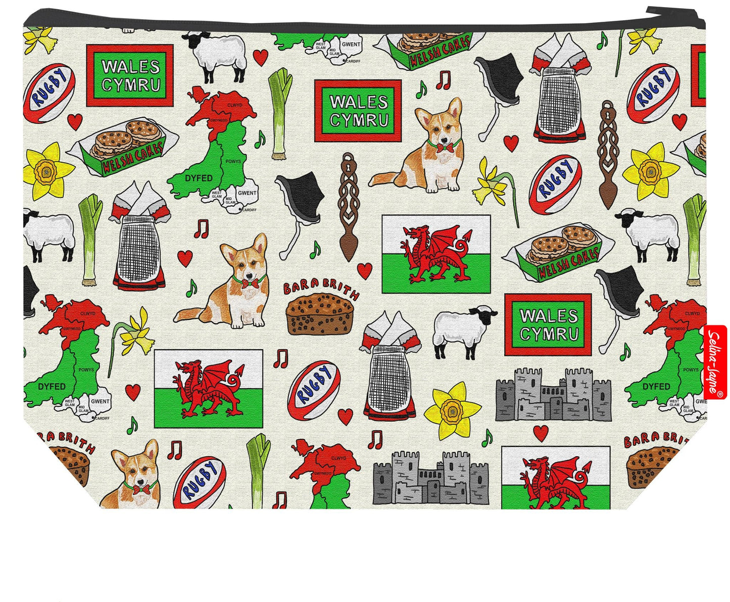 Premium Welsh heritage wash bag with vibrant HD Wales design, perfect for travel and everyday use