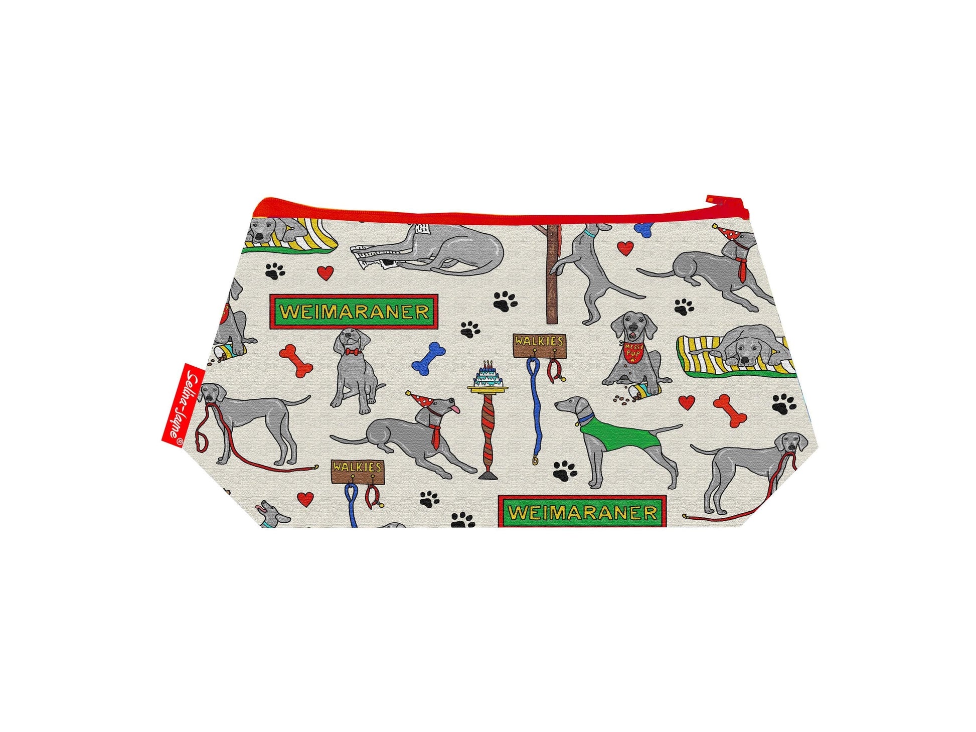 Weimaraner cosmetic bag by Selina-Jayne featuring German Weimaraner dog breed design on premium polyester with wipe-clean lining