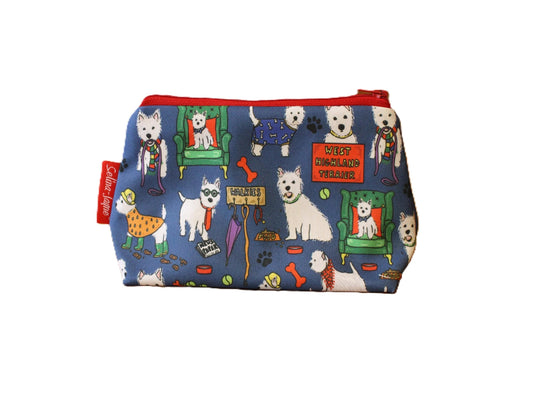 West Highland Terrier cosmetic bag by Selina-Jayne featuring Westie dog breed design on premium polyester with wipe-clean lining