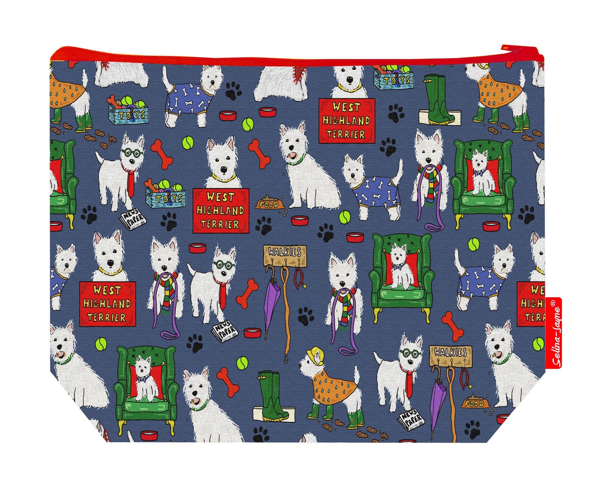 Premium Westie lover wash bag with vibrant HD West Highland Terrier design, perfect for travel and everyday use