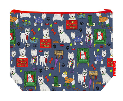Premium Westie lover wash bag with vibrant HD West Highland Terrier design, perfect for travel and everyday use