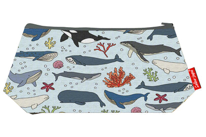 Whales cosmetic bag by Selina-Jayne featuring marine wildlife whale design on premium polyester with wipe-clean lining