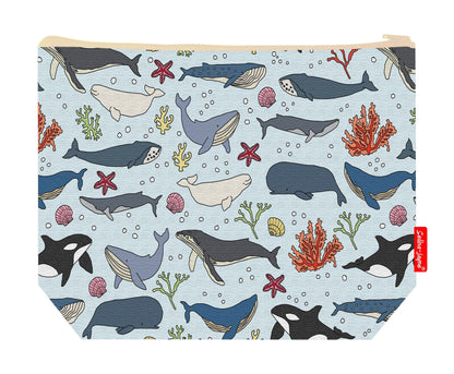 Premium marine life wash bag with vibrant HD whale design, perfect for travel and everyday use