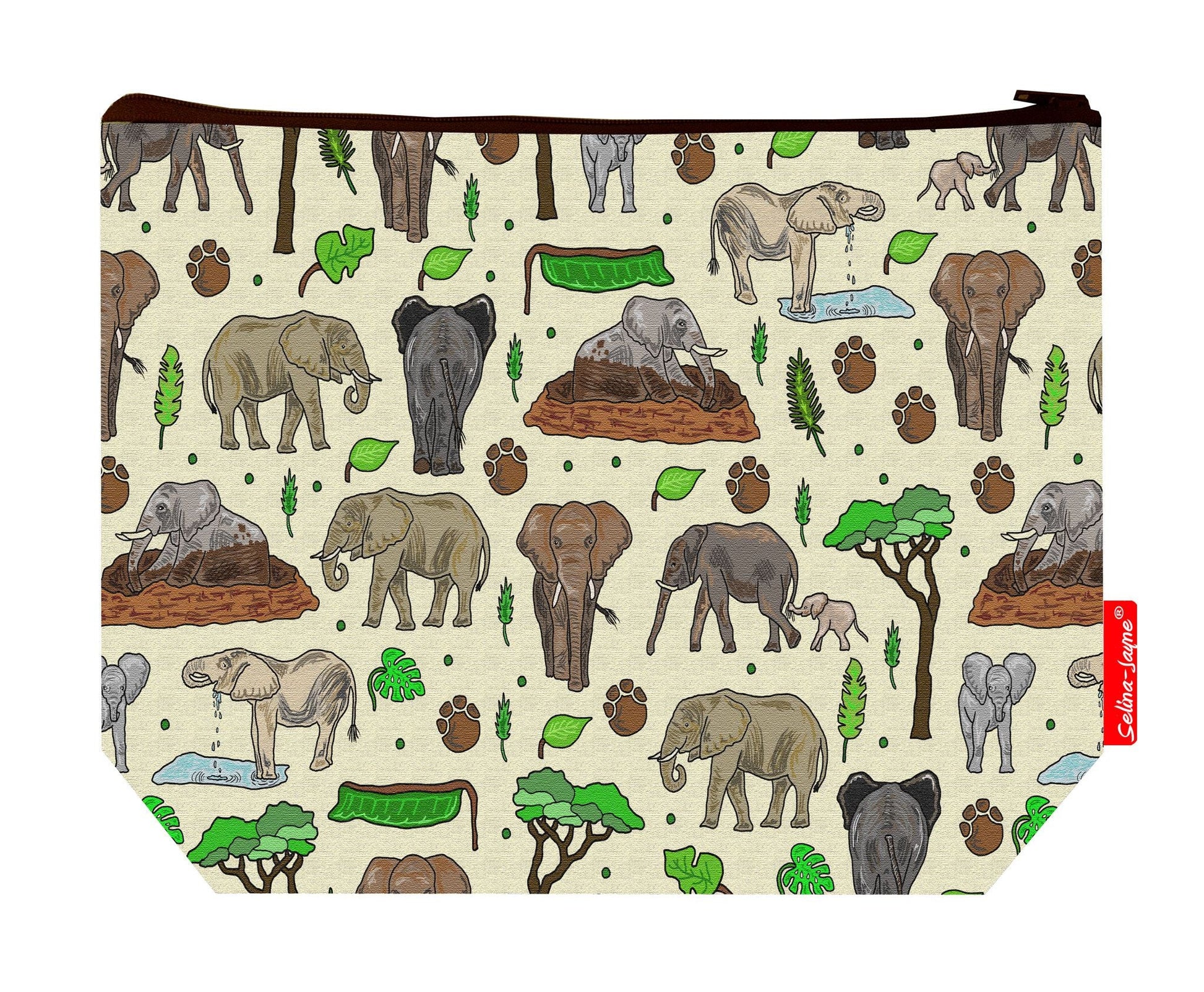 Premium wildlife wash bag with vibrant HD elephant design, perfect for travel and everyday use