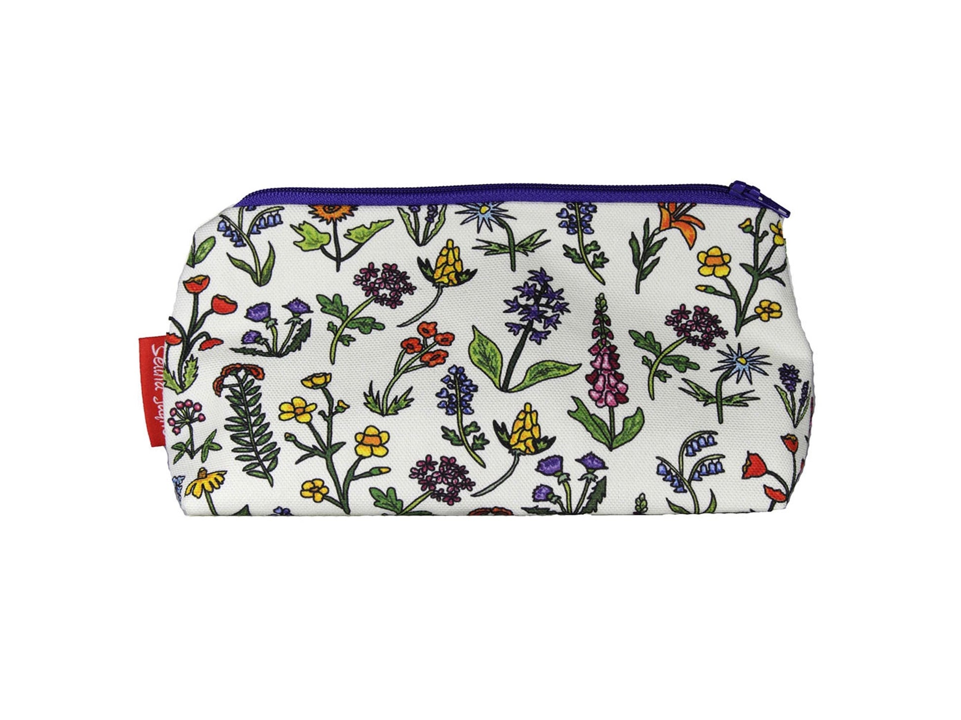 Wild Flowers cosmetic bag by Selina-Jayne featuring vibrant botanical wildflower design on premium polyester with wipe-clean lining