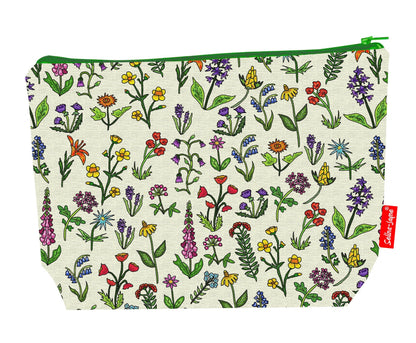 Premium floral wash bag with vibrant HD wildflower design, perfect for travel and everyday use