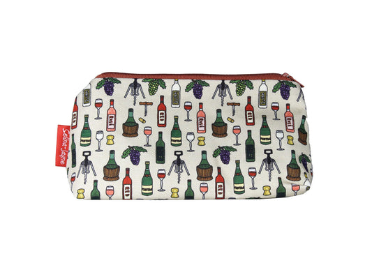 Wine cosmetic bag by Selina-Jayne featuring wine lover design on premium polyester with wipe-clean lining