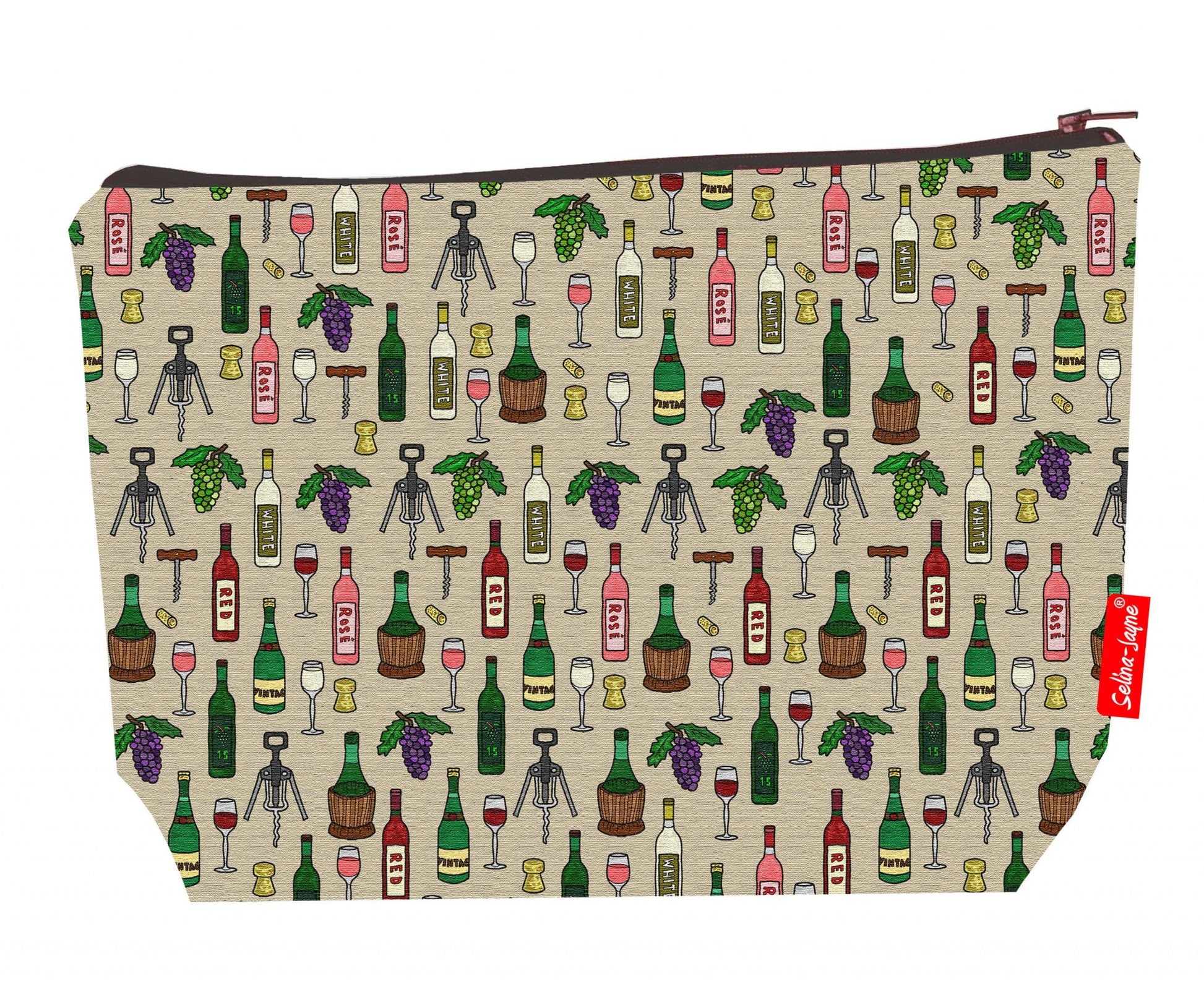 Premium wine lover wash bag with vibrant HD wine design, perfect for travel and everyday use