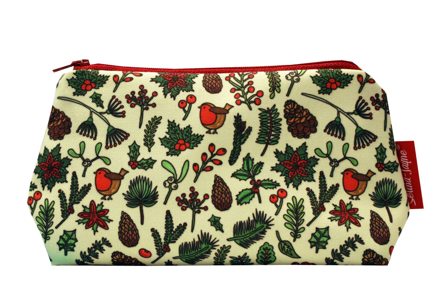 Winter Meadow cosmetic bag by Selina-Jayne featuring seasonal floral and festive botanical design on premium polyester with wipe-clean lining