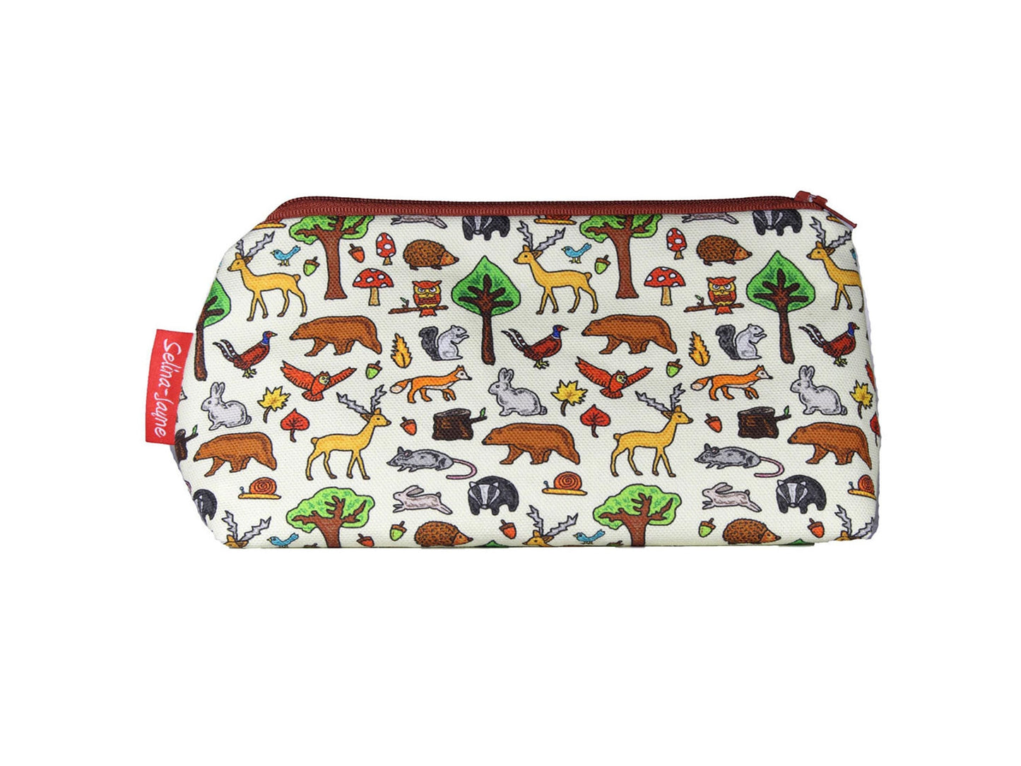 Woodland Animals cosmetic bag by Selina-Jayne featuring forest wildlife creatures design on premium polyester with wipe-clean lining