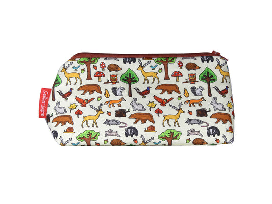 Woodland Animals cosmetic bag by Selina-Jayne featuring forest wildlife creatures design on premium polyester with wipe-clean lining