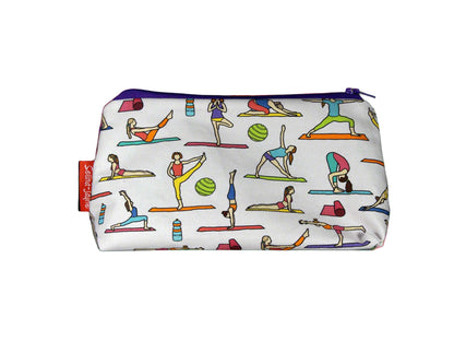 Yoga cosmetic bag by Selina-Jayne featuring wellness lifestyle design on premium polyester with wipe-clean lining