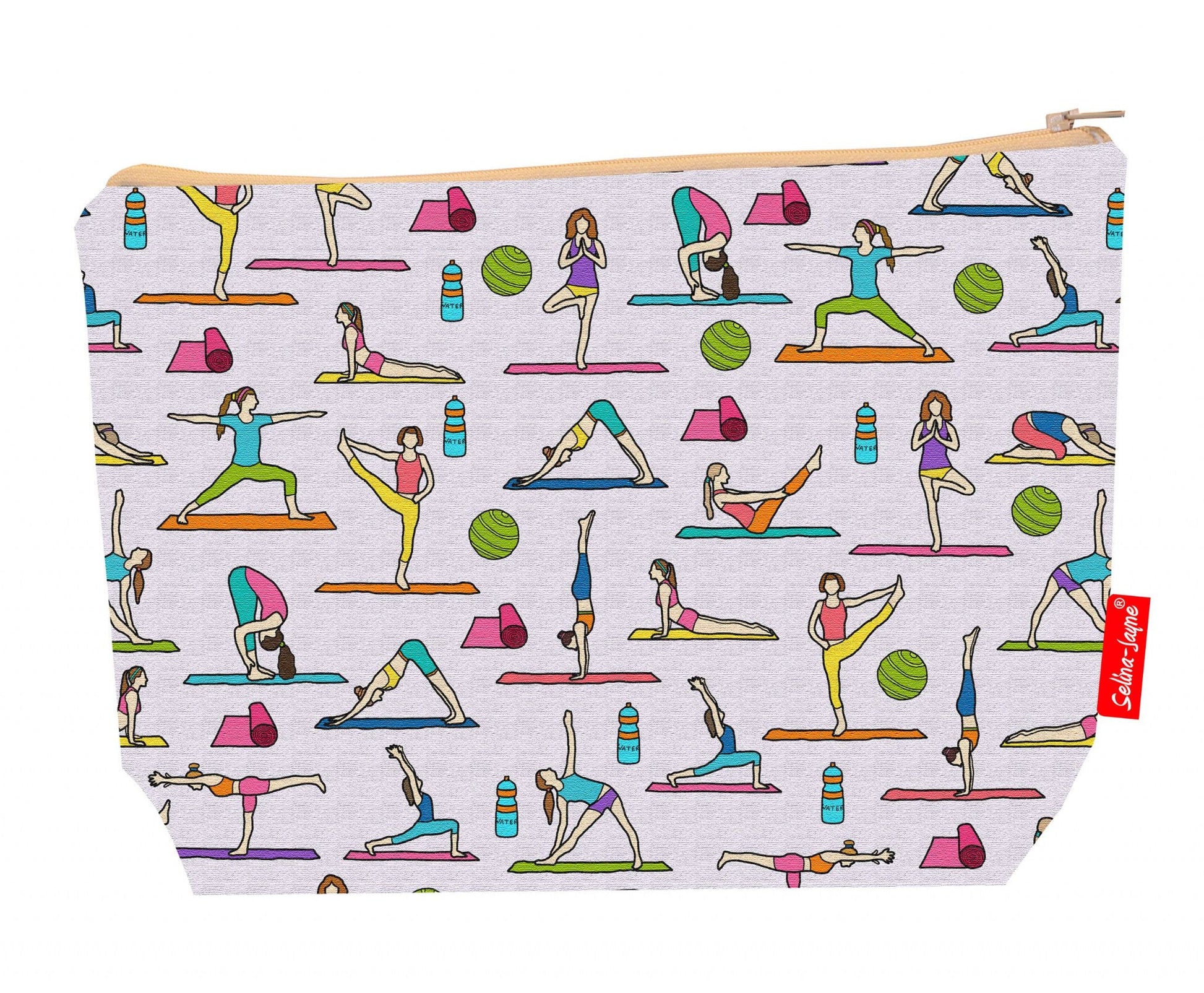 Premium wellness wash bag with vibrant HD yoga design, perfect for studio and travel use