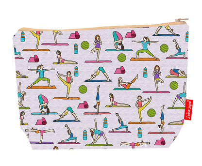 Premium wellness wash bag with vibrant HD yoga design, perfect for studio and travel use
