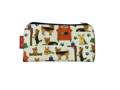 Yorkshire Terrier cosmetic bag by Selina-Jayne featuring Yorkie dog breed design on premium polyester with wipe-clean lining