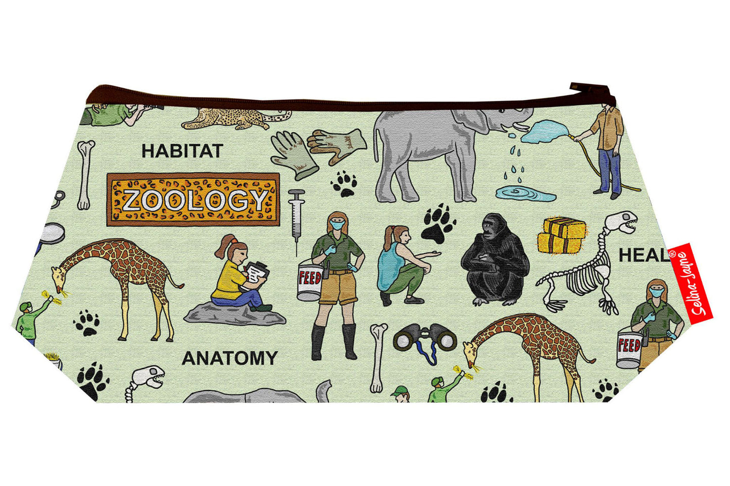 Zoologist cosmetic bag by Selina-Jayne featuring animal science and wildlife research design on premium polyester with wipe-clean lining