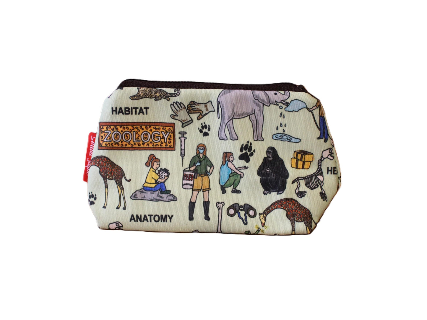Zoologist cosmetic bag by Selina-Jayne featuring animal science and wildlife research design on premium polyester with wipe-clean lining