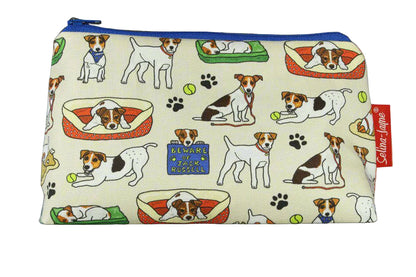 Premium Jack Russell makeup bag featuring wipe-clean lining and colourfast HD print, perfect dog lover gift