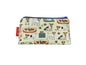 Jack Russell cosmetic bag with terrier dog illustration on durable polyester fabric with colour-coordinated zipper