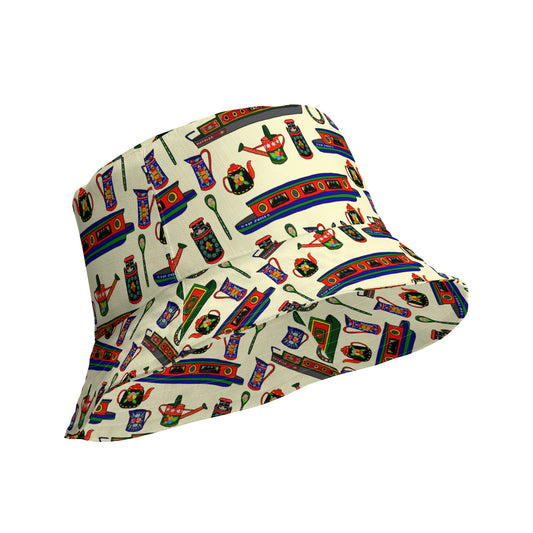 Canal Boats Reversible Bucket Hat by Selina-Jayne