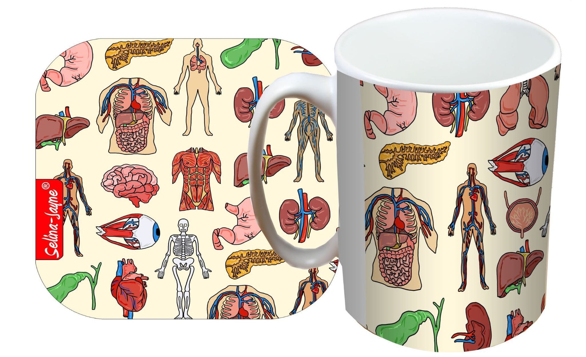 Anatomy Mug and Coaster Gift Set by Selina-Jayne