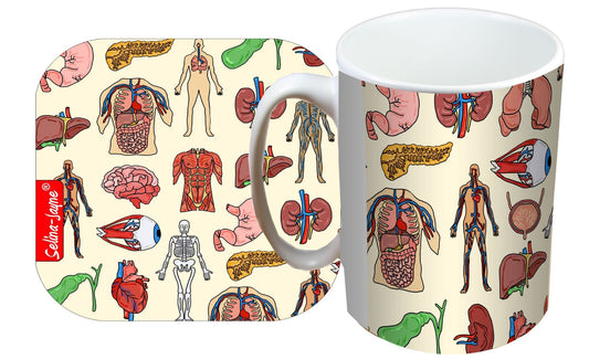Anatomy Mug and Coaster Gift Set by Selina-Jayne
