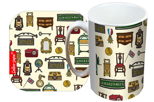 Antiques Mug and Coaster Gift Set by Selina-Jayne