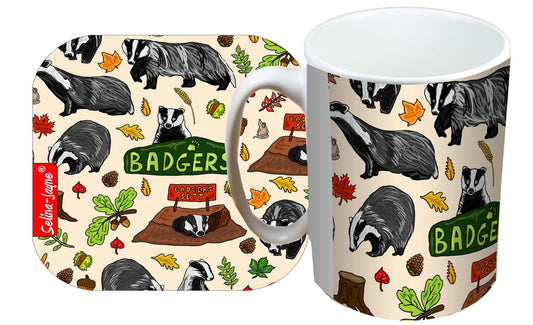 Badgers Mug and Coaster Gift Set by Selina-Jayne