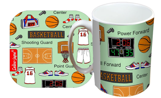 Basketball Mug and Coaster Gift Set by Selina-Jayne