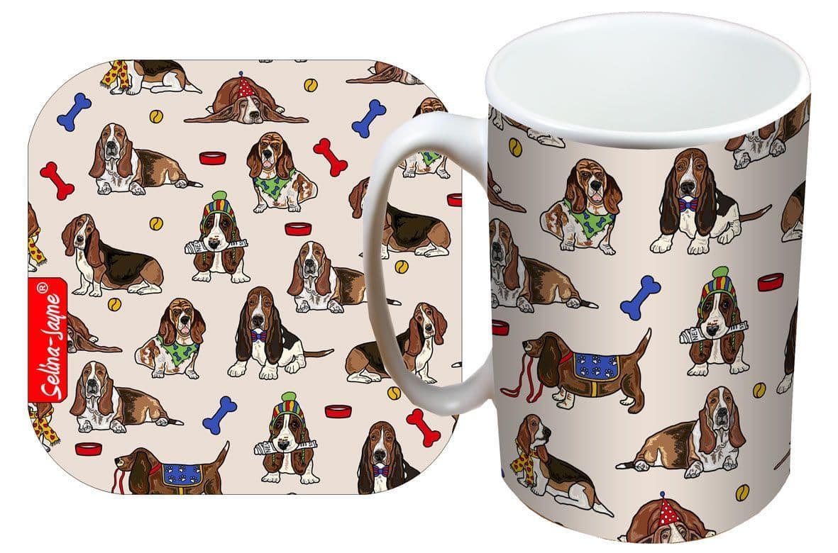 Basset Hound Mug and Coaster Gift Set by Selina-Jayne