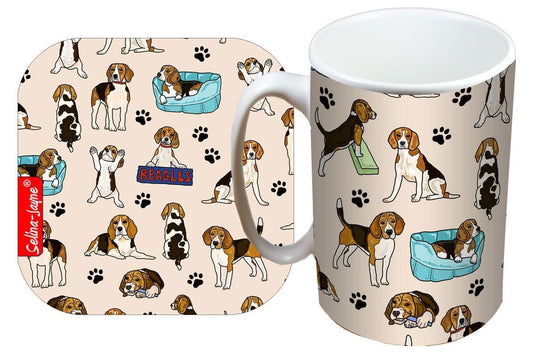 Beagles Mug and Coaster Gift Set by Selina-Jayne