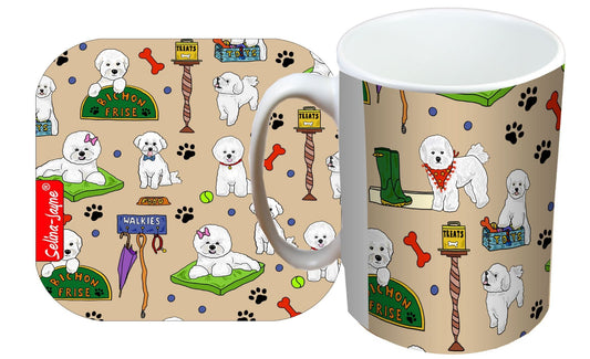 Bichon Frise Dog Mug and Coaster Gift Set by Selina-Jayne