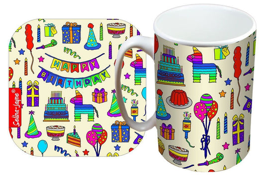 Birthday Celebrations Mug and Coaster Gift Set by Selina-Jayne