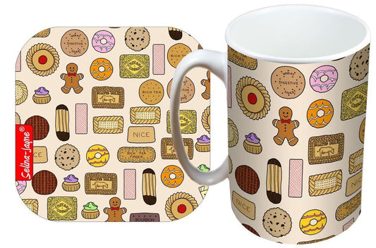 Biscuits Mug and Coaster Gift Set by Selina-Jayne