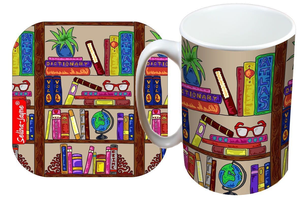 Books Mug and Coaster Gift Set by Selina-Jayne