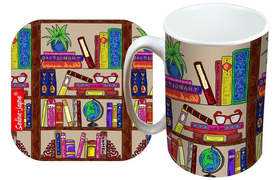 Books Mug and Coaster Gift Set by Selina-Jayne
