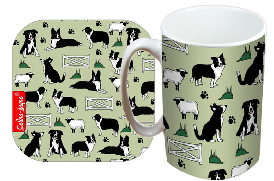 Border Collies Mug and Coaster Gift Set by Selina-Jayne