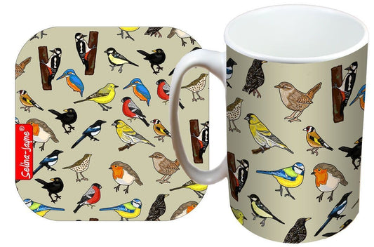 British Birds Mug and Coaster Gift Set by Selina-Jayne