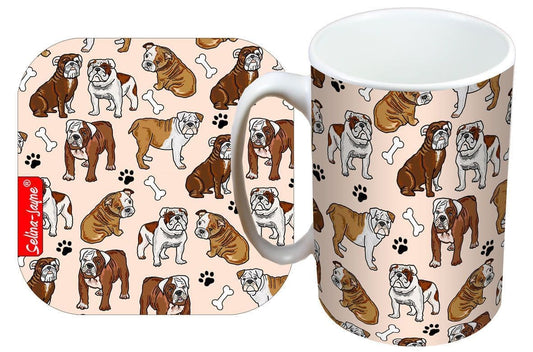 Bulldog Mug and Coaster Gift Set by Selina-Jayne