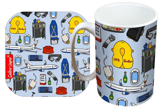 Cabin Crew Mug and Coaster Gift Set by Selina-Jayne